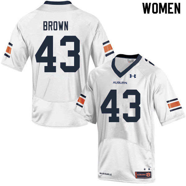 Women #43 Kameron Brown Auburn Tigers College Football Jerseys Sale-White